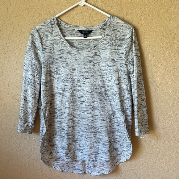 Simply Vera Vera Wang Gray Scoop Neck 3/4 Sleeve Blouse - Picture 1 of 6